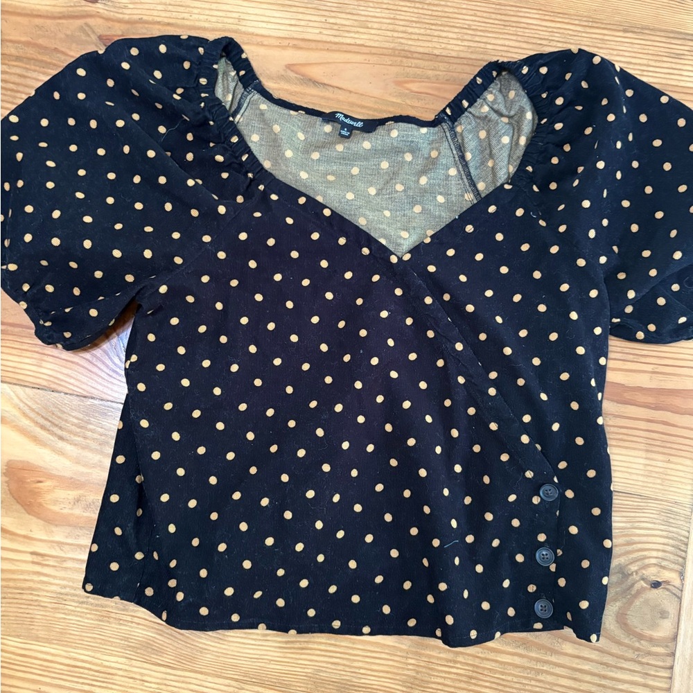 Black Polka Dot Women's Top